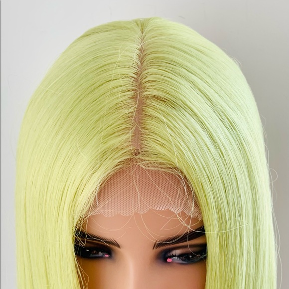 Very Pretty Long Straight Limelight Color Synthetic Lace Front Wig - Picture 3 of 9